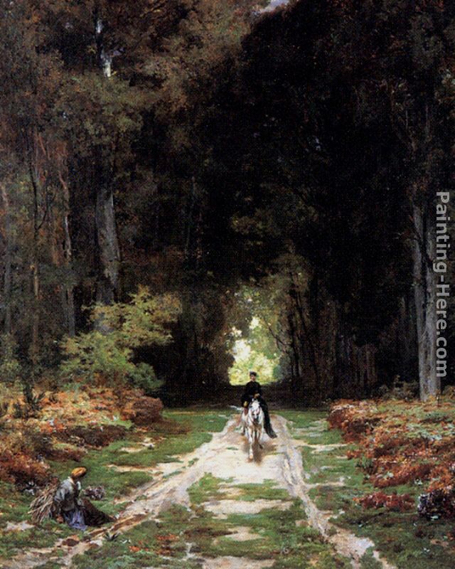 Equestrienne on a Wooded Lane painting - Jules Joseph Augustin Laurens Equestrienne on a Wooded Lane art painting